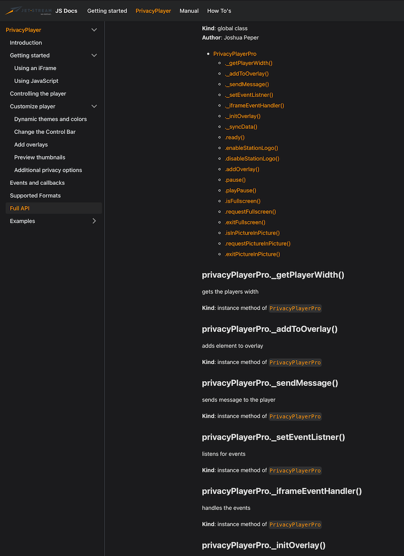 Developer Video Player API. Javascript. Front-end interactive video player. Dynamic branding. Branded player. Custom video player.
