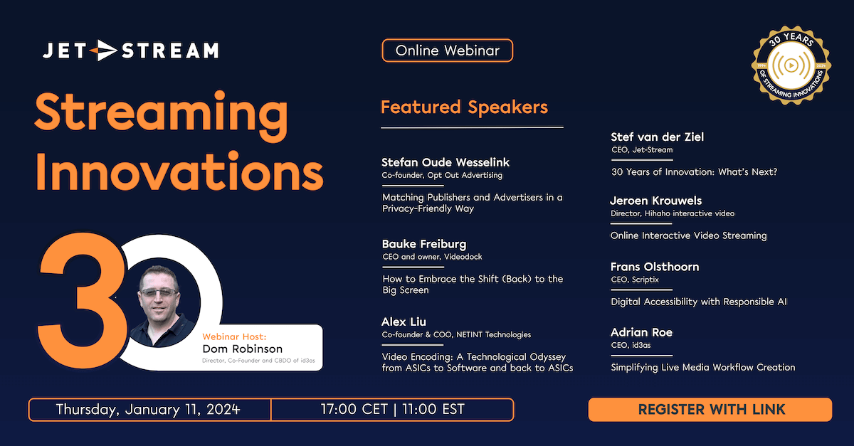 'Streaming Innovation' Online Webinar agenda