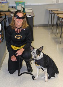 Mrs. Scultze and her sidekick puppy Riley team up on Halloween.