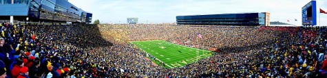 [University of Michigan Football Panoramic] Photo via Wikimedia Commons under the Creative Commons license.  [http://commons.wikimedia.org/wiki/File:Panoramic_Michigan_Stadium.jpg]