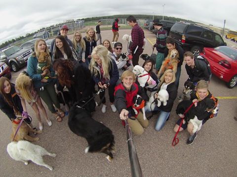 AAHS seniors pose with their pets on bring your dog to school day. Photo via Tyler Hanenberg.