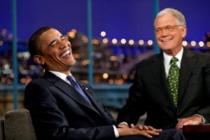 President Obama on The Late Night Show in 2009 with David Letterman. Photo via Wikipedia under the Creative Commons License (https://en.wikipedia.org/wiki/Late-night_talk_show) 