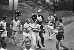 Katherine Switzerland being attacked by Semple in the Boston Marathon. Photo via https://commons.wikimedia.org under the Creative Commons license. https://www.google.com/search?as_st=y&tbm=isch&hl=en&as_q=Title+IX&as_epq=&as_oq=&as_eq=&cr=&as_sitesearch=&safe=active&tbs=sur:f#imgdii=Mr4ww0vXr7XnHM%3A%3B2wTVq1GwzqmQtM%3A%3B2wTVq1GwzqmQtM%3A&imgrc=2wTVq1GwzqmQtM%3 