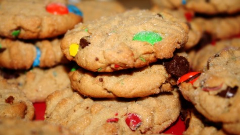 Celebrate National Peanut Butter Lovers Month by making delicious peanut butter treats like these M & M peanut butter cookies. Photo via Wikimedia Commons under the Creative Commons license https://upload.wikimedia.org/wikipedia/commons/9/99/Peanut_butter_cookies_with_m%26m's_and_chocolate_chips.jpg