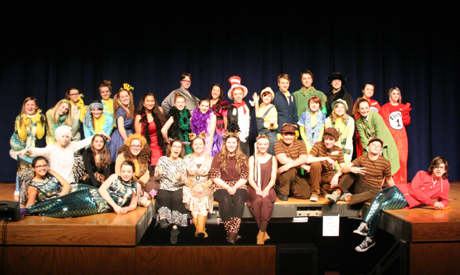 The Cast of Seussical knows how to have fun.  Photo used with permission from Susan Manst.