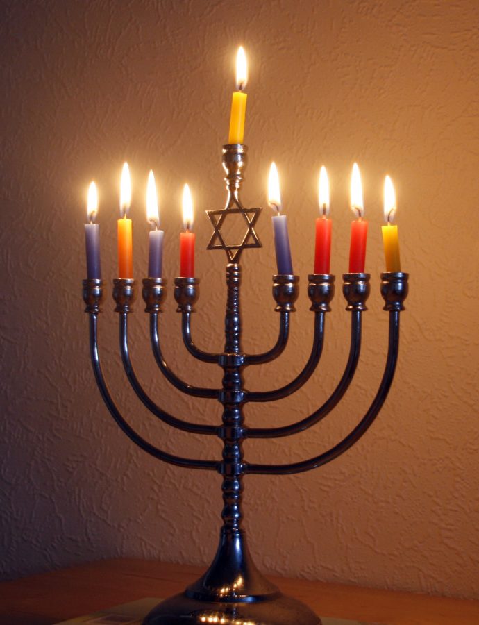 Hanukkah Menorah. Labeled for reuse under Wikimedia Creative Commons.