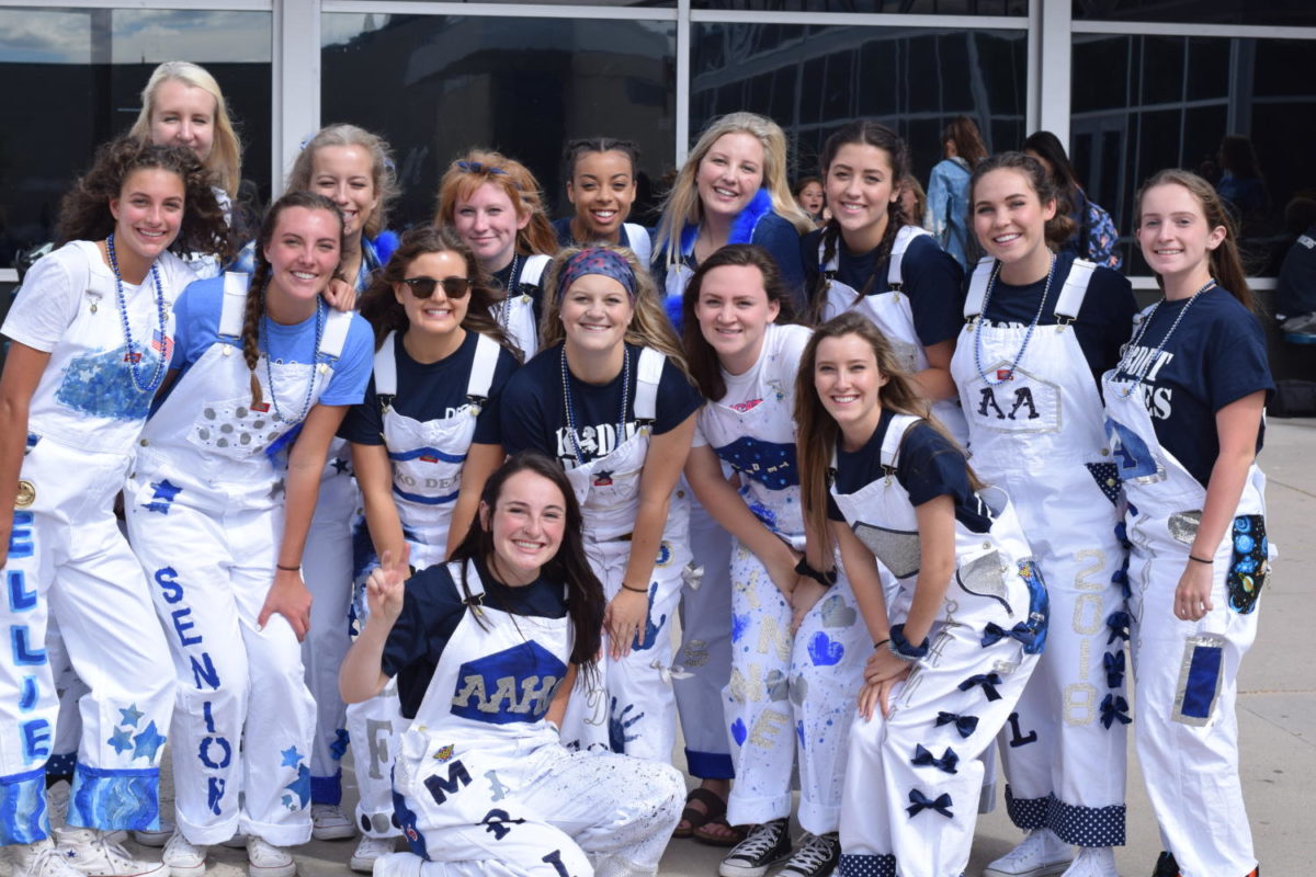 Senior Girls and Kadet Krazies members went all out for Homecoming with overalls and their Kadet Krazies shirts! Original Photo from Whitney Moran