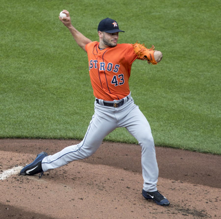 Lance McCullers pitching for the Houston Astros