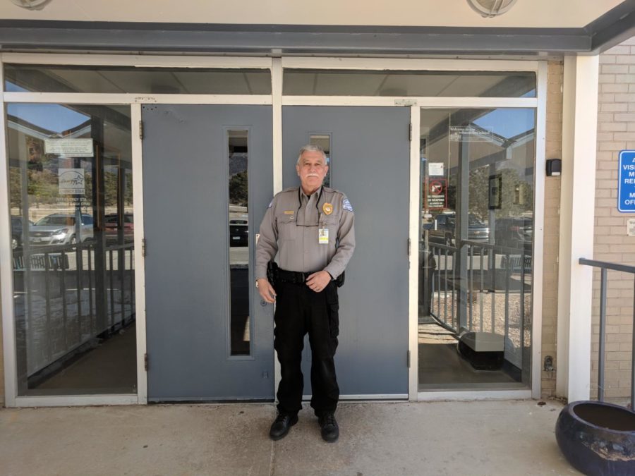 Security Officer, Carlos Montoya, guarding the front of AAHS.