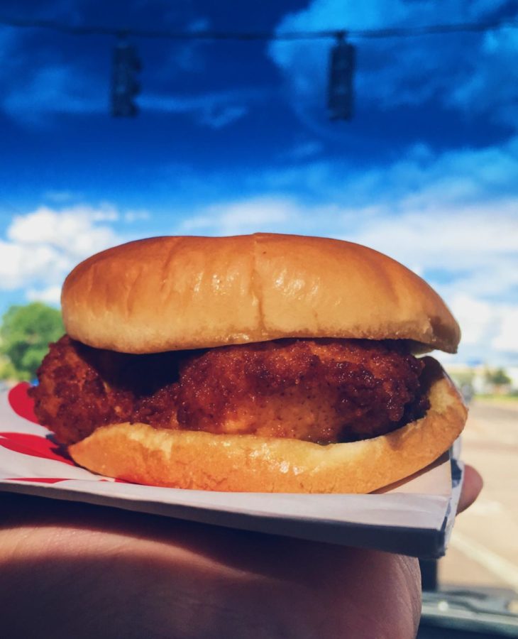 A heavenly Chick-Fil-A sandwich about to be eaten