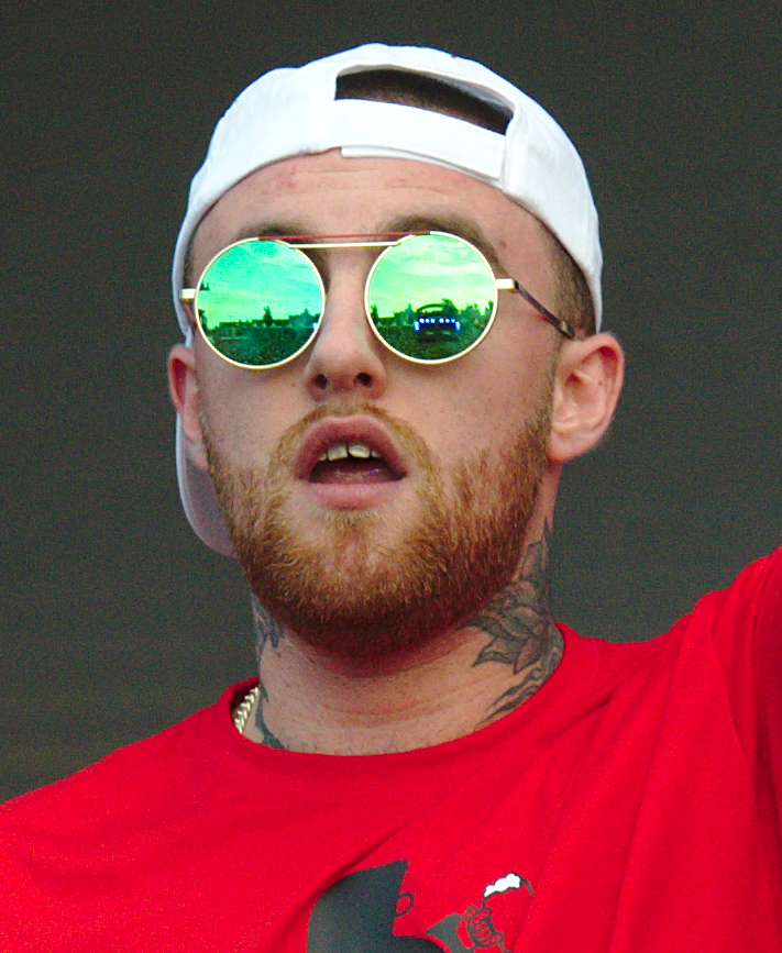 Late Pittsburgh rapper Mac Miller on stage at the splash! Festival. (2017) Labeled for reuse by WikiMedia.