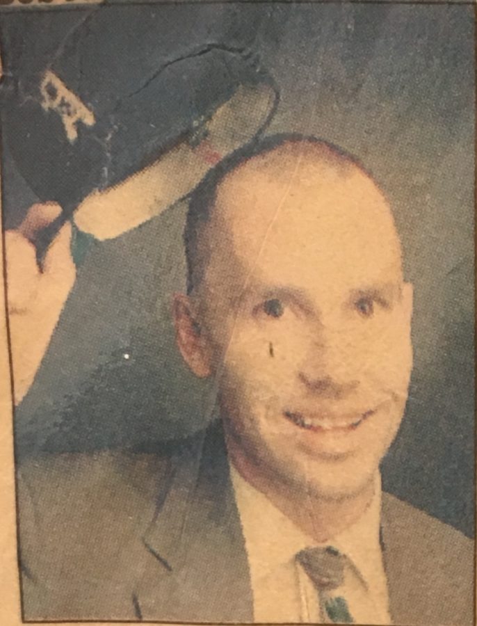 Philip Roiko in 1993 after he shaved his head in celebration for the girls soccer team winning the state championship. 