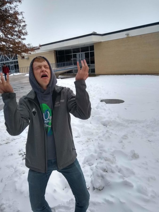 Junior Kyle Stahl grieves in the aftermath of the huge snowstorm days before his favorite holiday, Halloween.