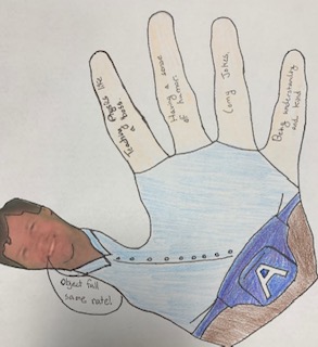 One of the hand turkeys that Brad Boyle has his students make for extra credit features Boyle himself!