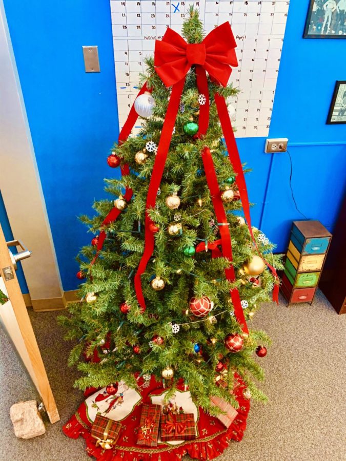 Student services honors a holiday tradition by getting in spirit with a tiny tree.