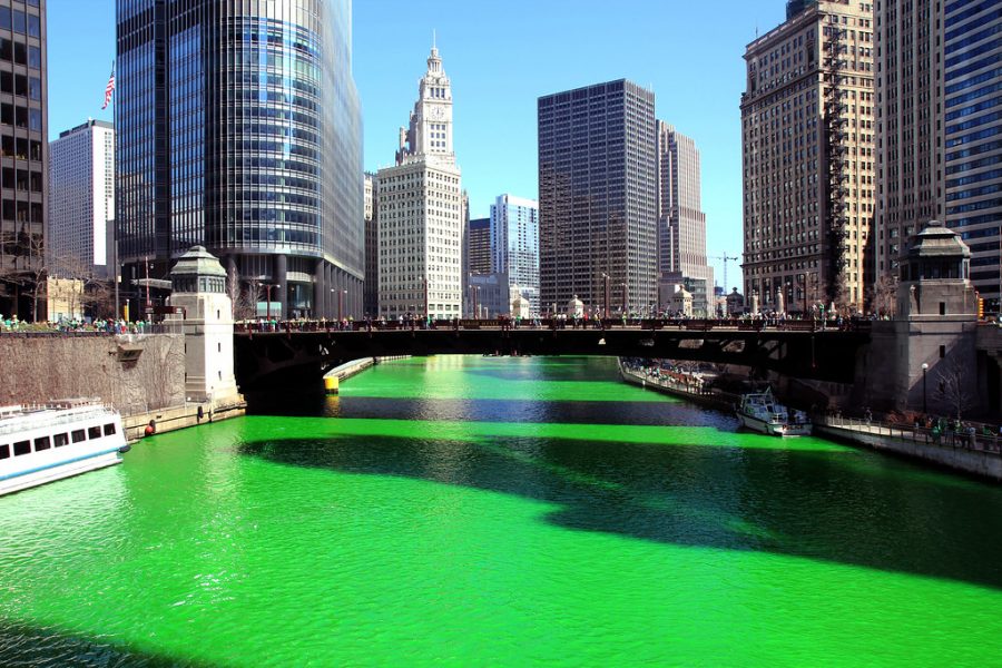 The famous Chicago green river in 2012. Labeled for Reuse by Creative Commons.
