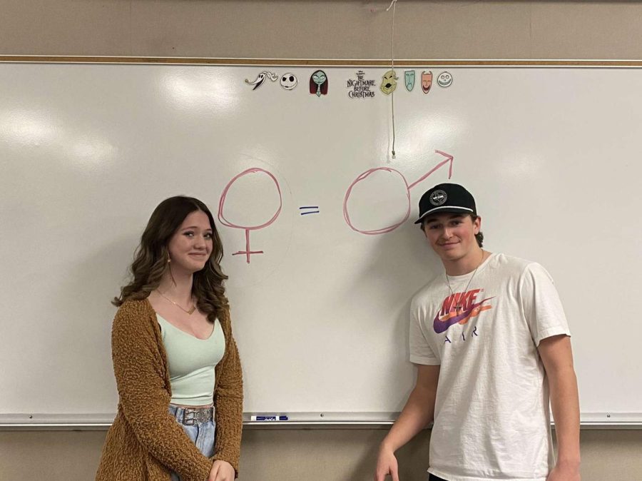 Sophomores Trey Nohrenberg and Gianna Antil stand for equality.