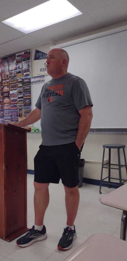 Mr. Clark teaching his history class.