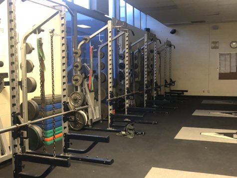 The weight room at Air Academy High School, where students train and exercise.