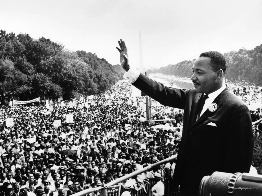Martin Luther King Jr. presenting his  I have a dream Speech in 1963. 
Picture provided by St.Joesph County Public Library.